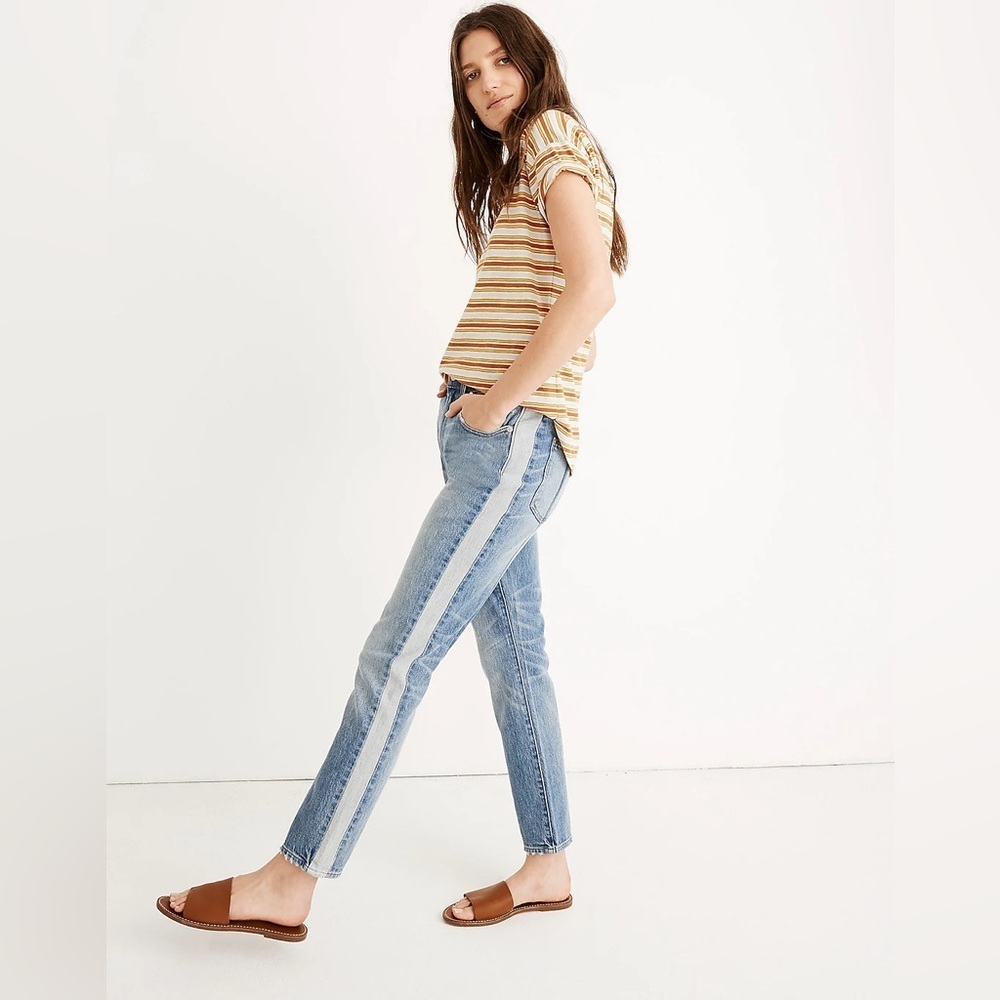 Madewell High-Rise Slim Boyjean in Wexford Wash: Tuxedo Stripe Edition Size 24